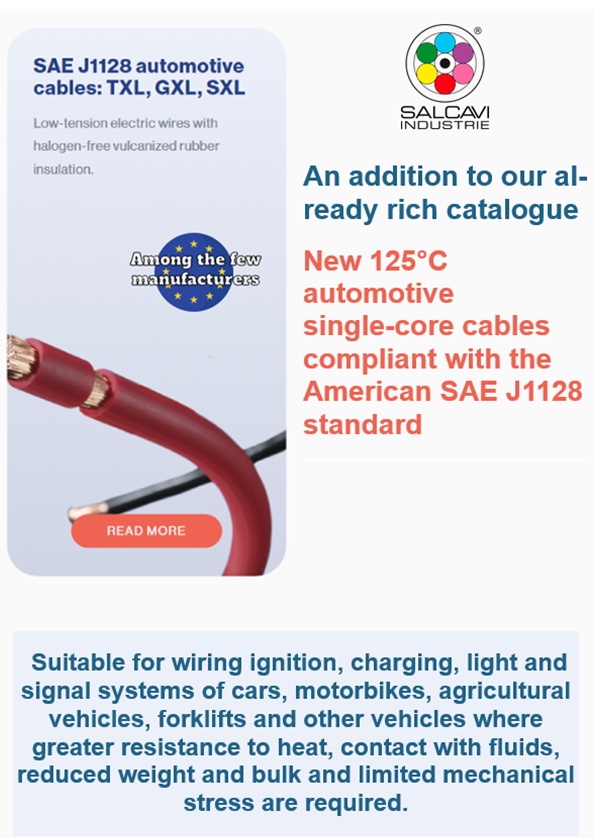 New 125°C automotive wires comply with standard SAE J1128